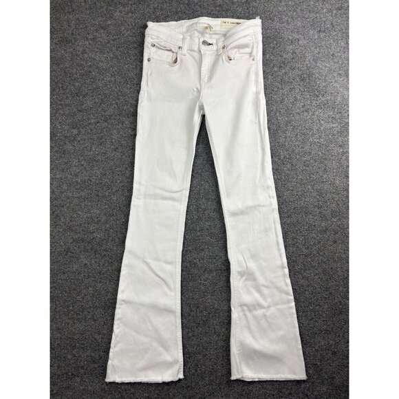 rag & bone JEAN Jeans Womens 26 White Eleven Bell Flare Raw Hem Stretch Denim - Picture 1 of 8